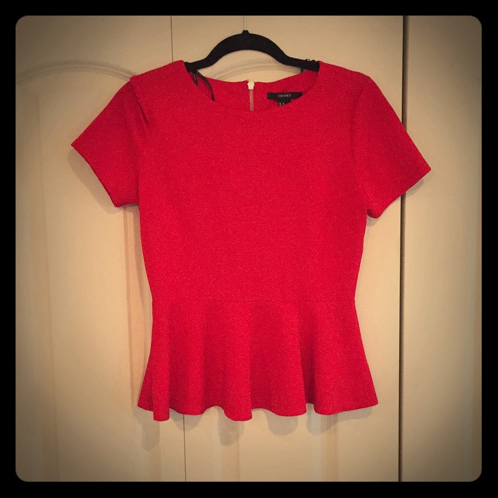 Forever 21 red peplum blouse